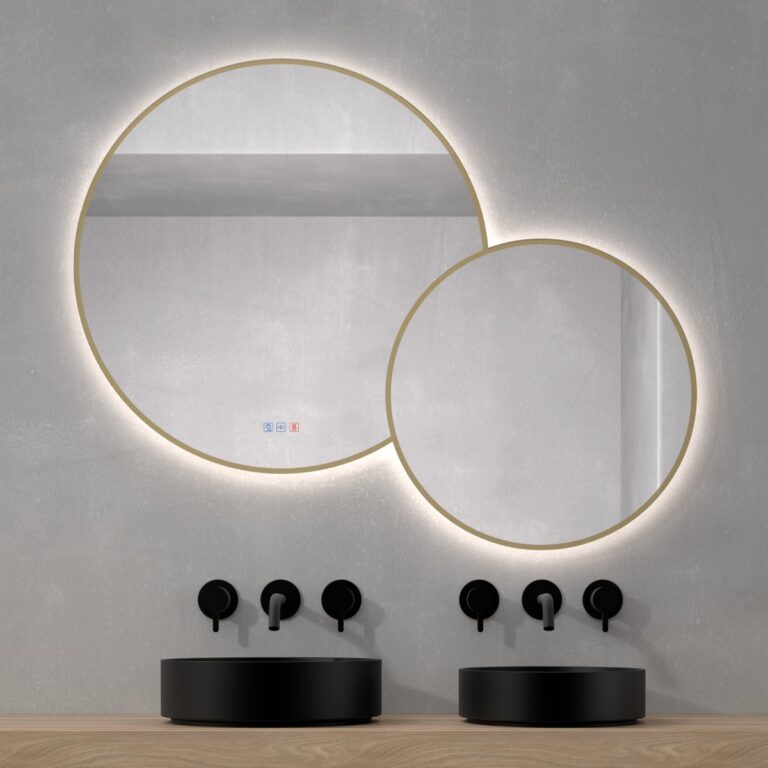 Espejo LED con contorno dorado