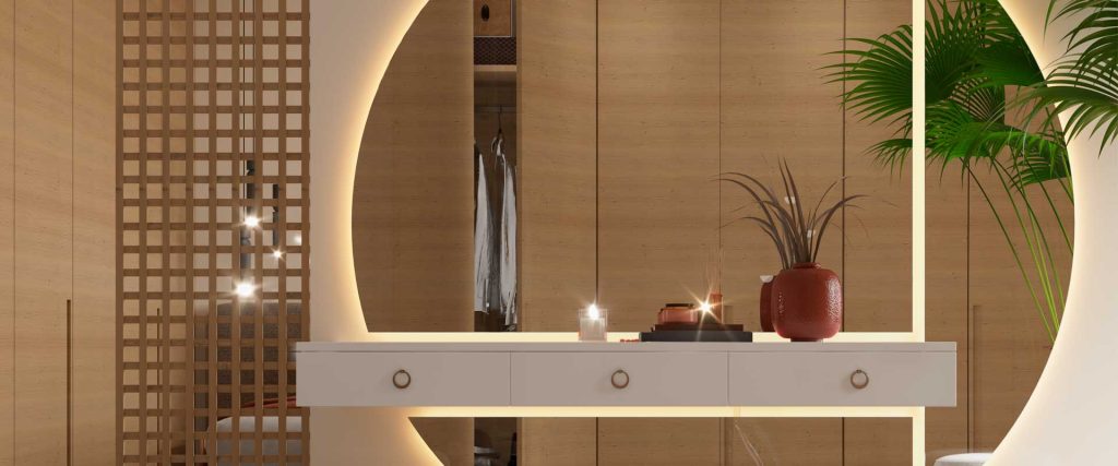 Espejo LED en arco con luz cálida