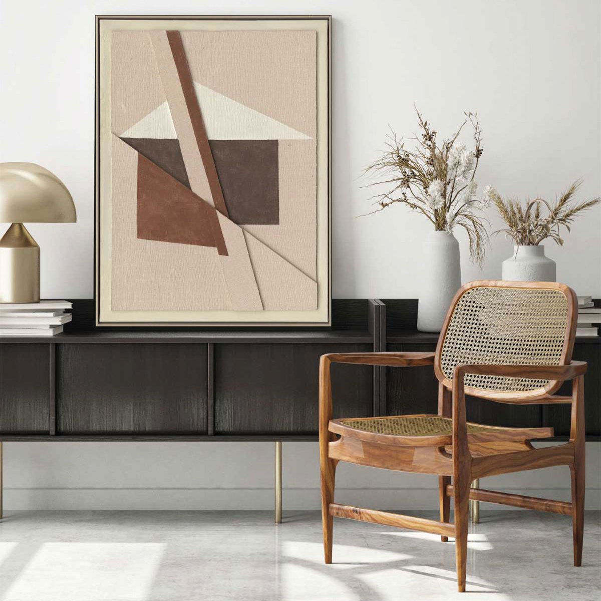 Cuadro Abstracto geométrico Brown Shapes 60x80 - Imagen 2