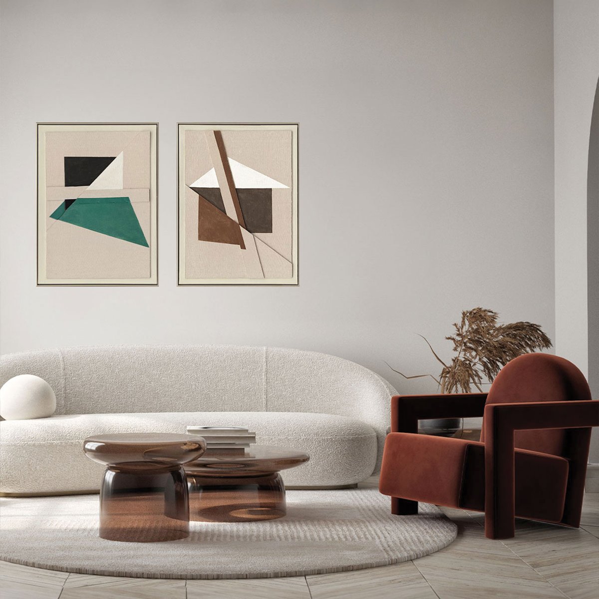 Cuadro Abstracto geométrico Brown Shapes 60x80 - Imagen 5