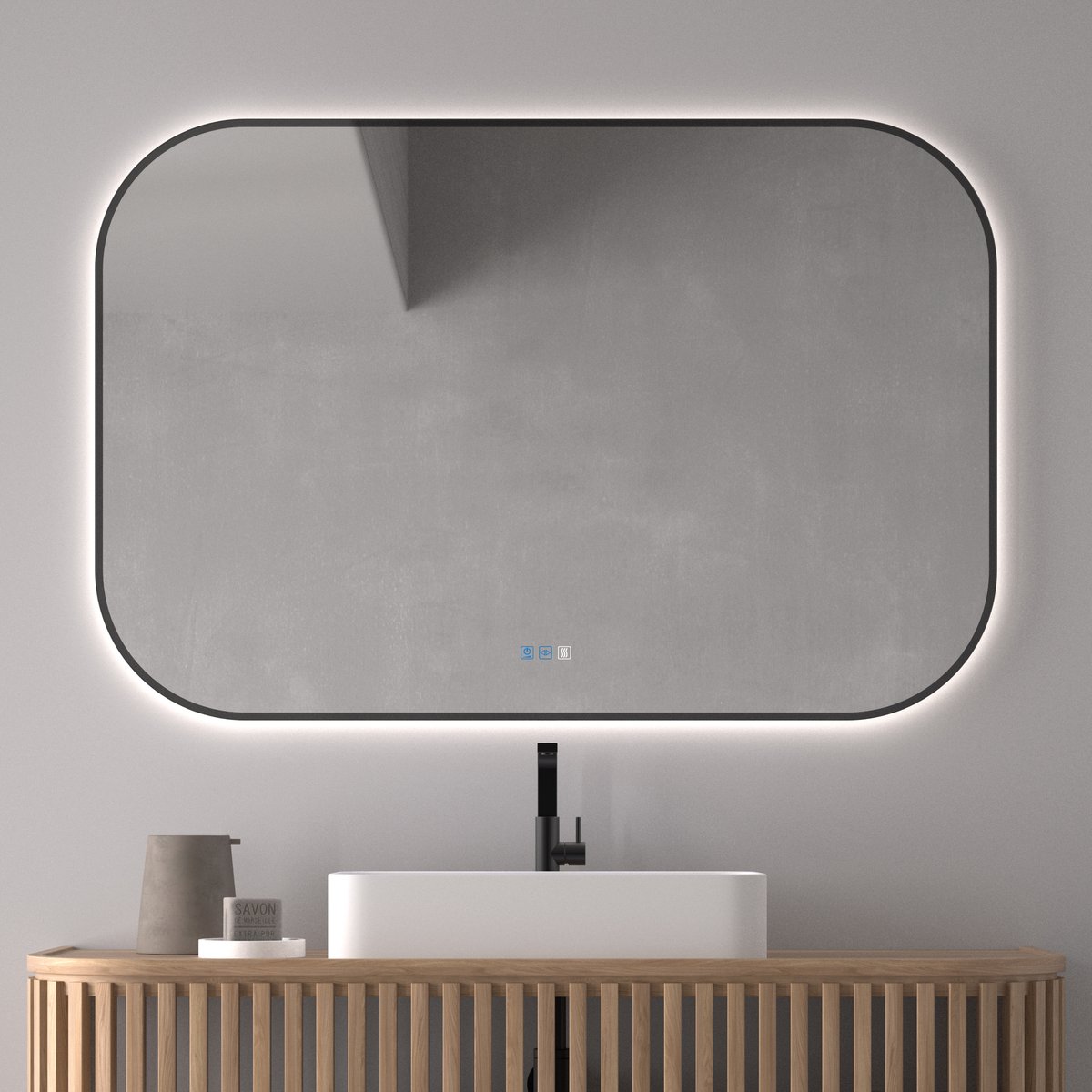 Espejo led Menorca Mediterranean Negro